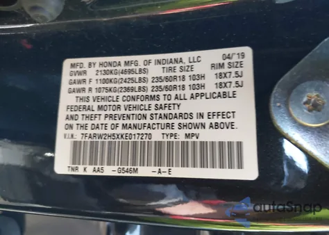 2019 Honda Cr-V Ex from USA, damaged, VIN 7FARW2H5XKE017270